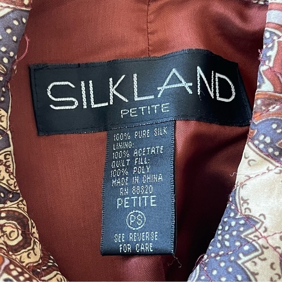 Silkland Paisley Quilted 100%Pure Silk Jacket Coat Women’s Size PS Petite - Picture 7 of 7